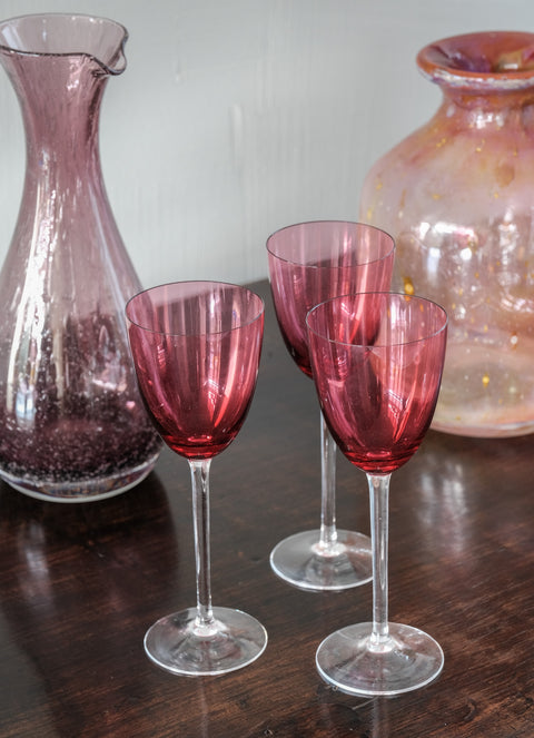 Rare set of six ruby coloured Murano glasses